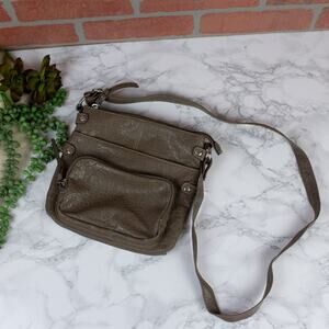 Emilie M Taupe Brown Gray Vegan Faux Leather Crossbody Purse Bag